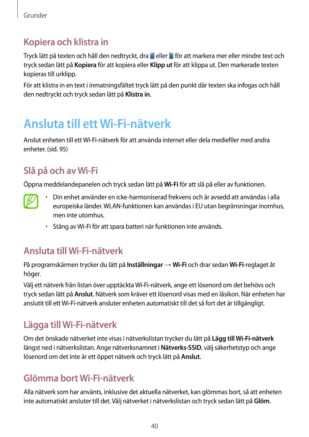 Samsung GT-N8010ZWANEE, GT-N8010ZWXNEE, GT-N8010EAXNEE, GT-N8010GRANEE, GT-N8010EAANEE manual Ansluta till ett Wi-Fi-nätverk 