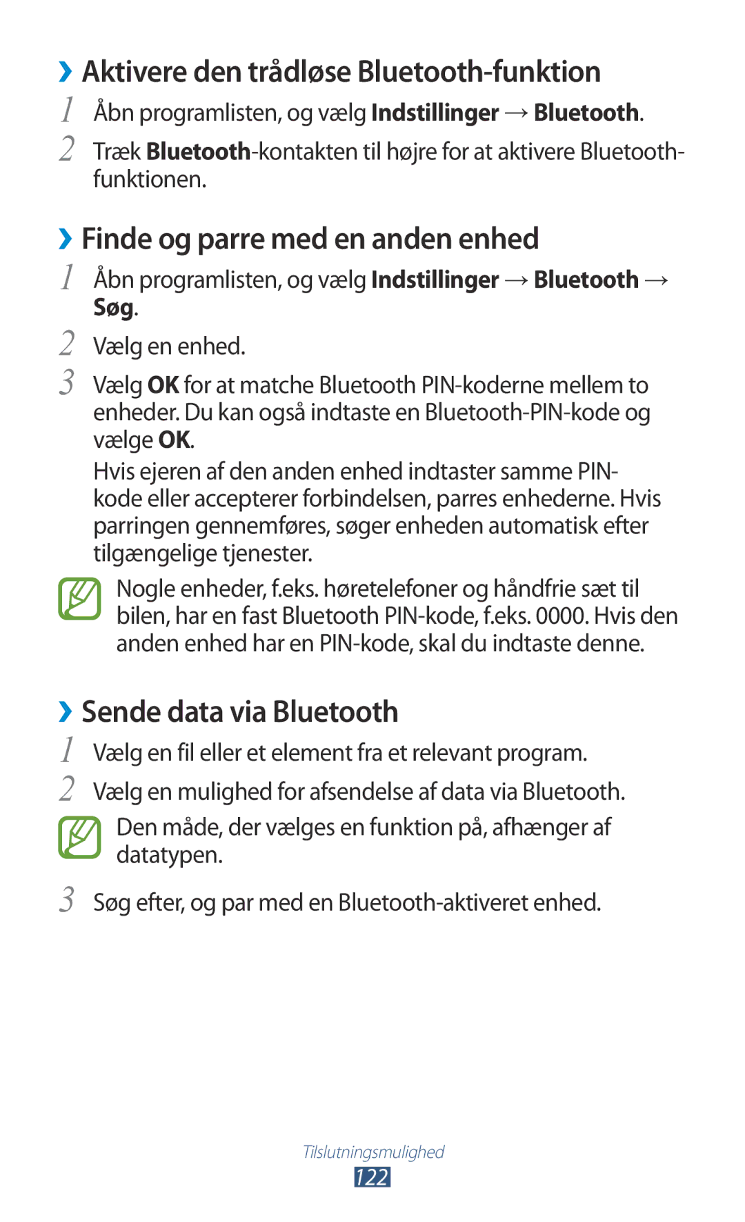 Samsung GT-N8010EAXNEE manual ››Aktivere den trådløse Bluetooth-funktion, ››Finde og parre med en anden enhed, Søg 