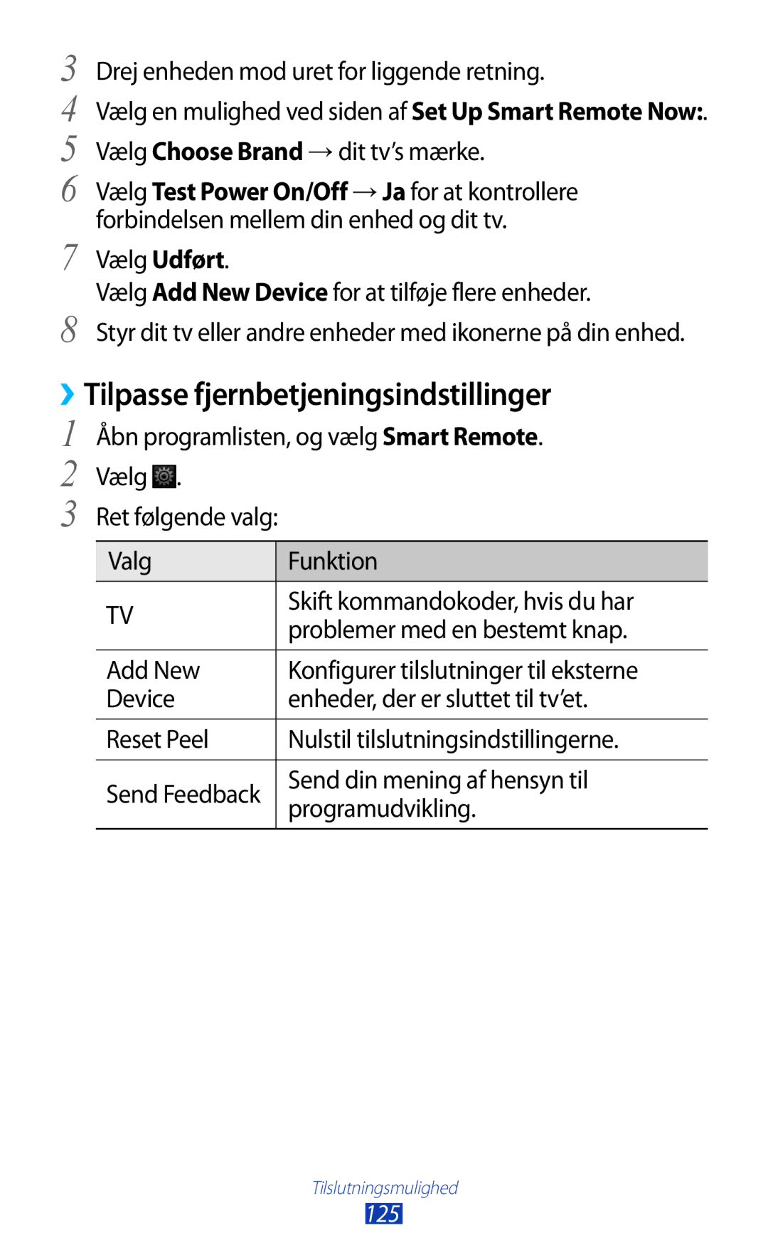 Samsung GT-N8010ZWANEE, GT-N8010ZWXNEE ››Tilpasse fjernbetjeningsindstillinger, Drej enheden mod uret for liggende retning 