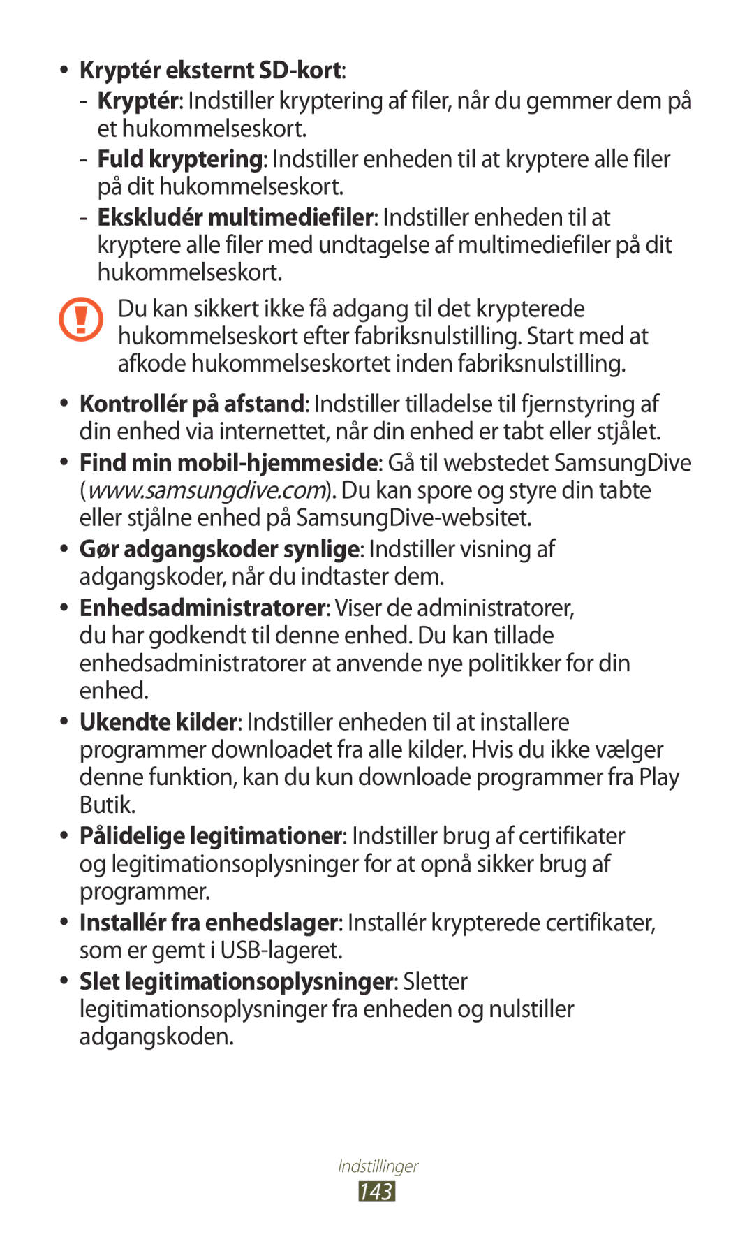 Samsung GT-N8010GRANEE, GT-N8010ZWANEE, GT-N8010ZWXNEE, GT-N8010EAXNEE, GT-N8010EAANEE manual Kryptér eksternt SD-kort 