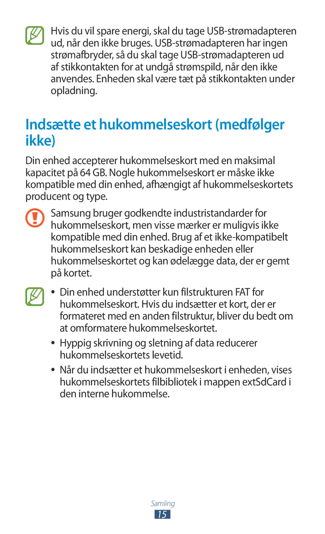 Samsung GT-N8010ZWANEE, GT-N8010ZWXNEE, GT-N8010EAXNEE, GT-N8010GRANEE manual Indsætte et hukommelseskort medfølger ikke 