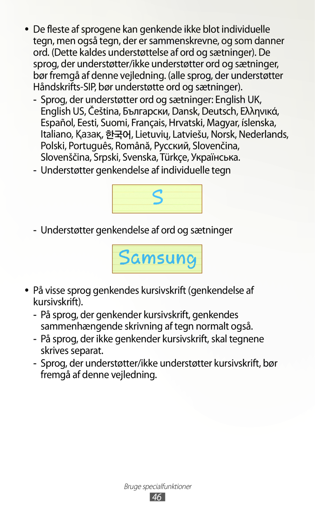 Samsung GT-N8010ZWXNEE, GT-N8010ZWANEE, GT-N8010EAXNEE, GT-N8010GRANEE, GT-N8010EAANEE manual Bruge specialfunktioner 