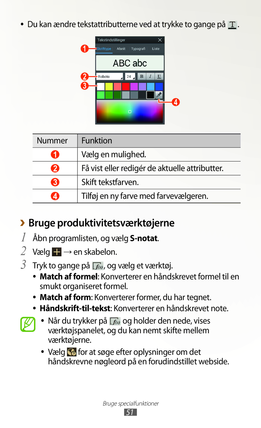 Samsung GT-N8010ZWXNEE, GT-N8010ZWANEE, GT-N8010EAXNEE, GT-N8010GRANEE, GT-N8010EAANEE manual ››Bruge produktivitetsværktøjerne 