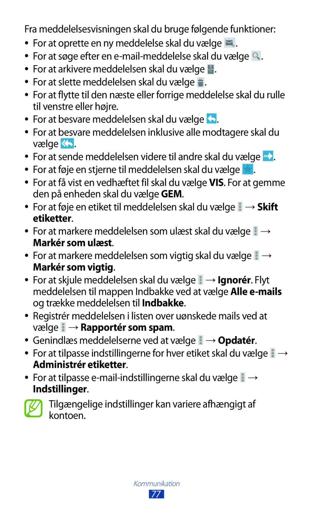 Samsung GT-N8010EAXNEE, GT-N8010ZWANEE, GT-N8010ZWXNEE, GT-N8010GRANEE, GT-N8010EAANEE manual Vælge →Rapportér som spam 