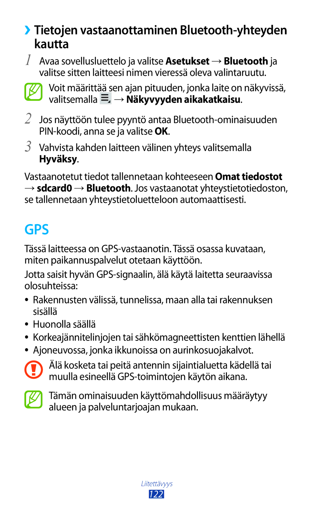 Samsung GT-N8010EAXNEE, GT-N8010ZWANEE, GT-N8010ZWXNEE manual ››Tietojen vastaanottaminen Bluetooth-yhteyden kautta, Hyväksy 