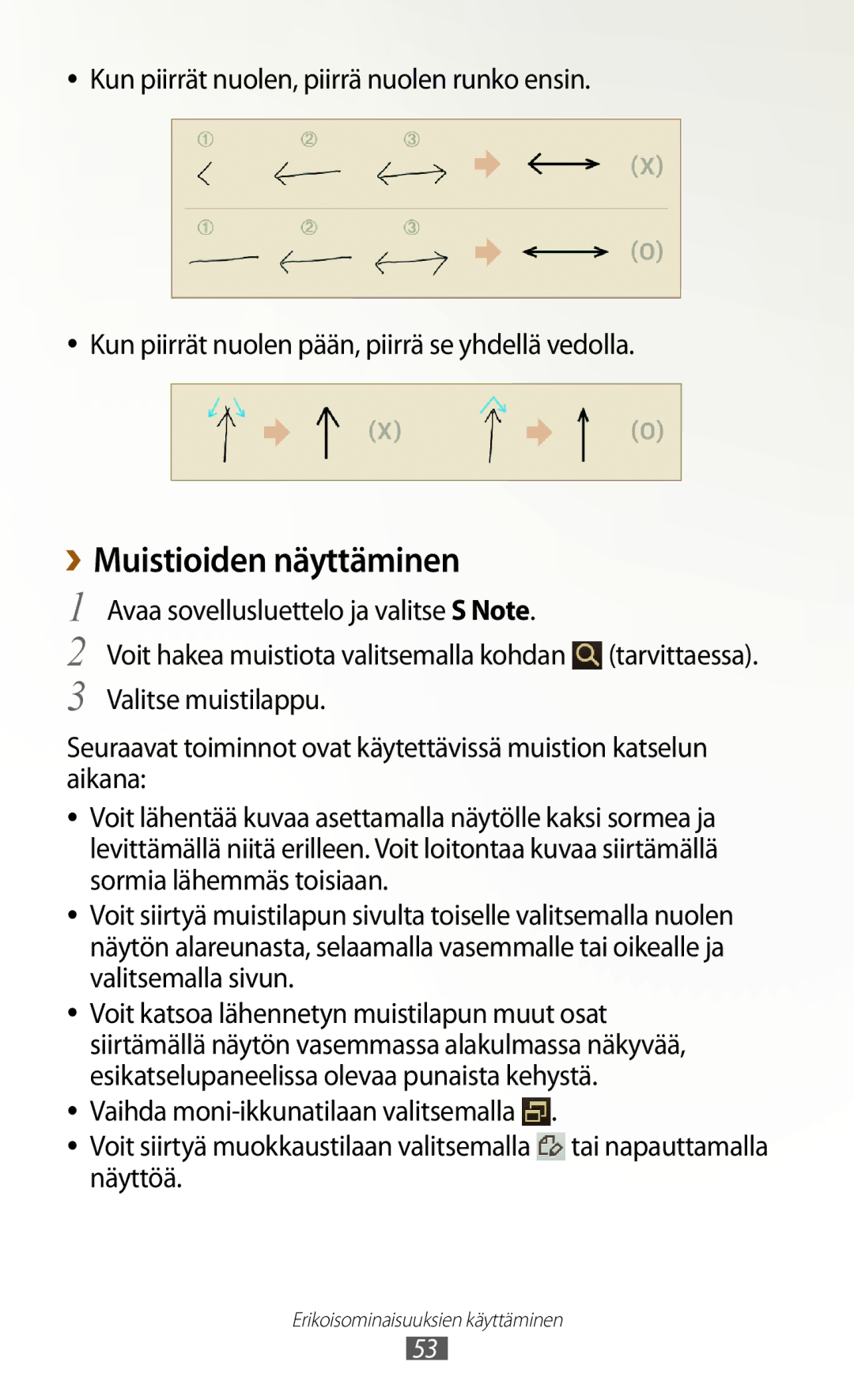 Samsung GT-N8010GRANEE manual Muistioiden näyttäminen, Avaa sovellusluettelo ja valitse S Note, Valitse muistilappu 