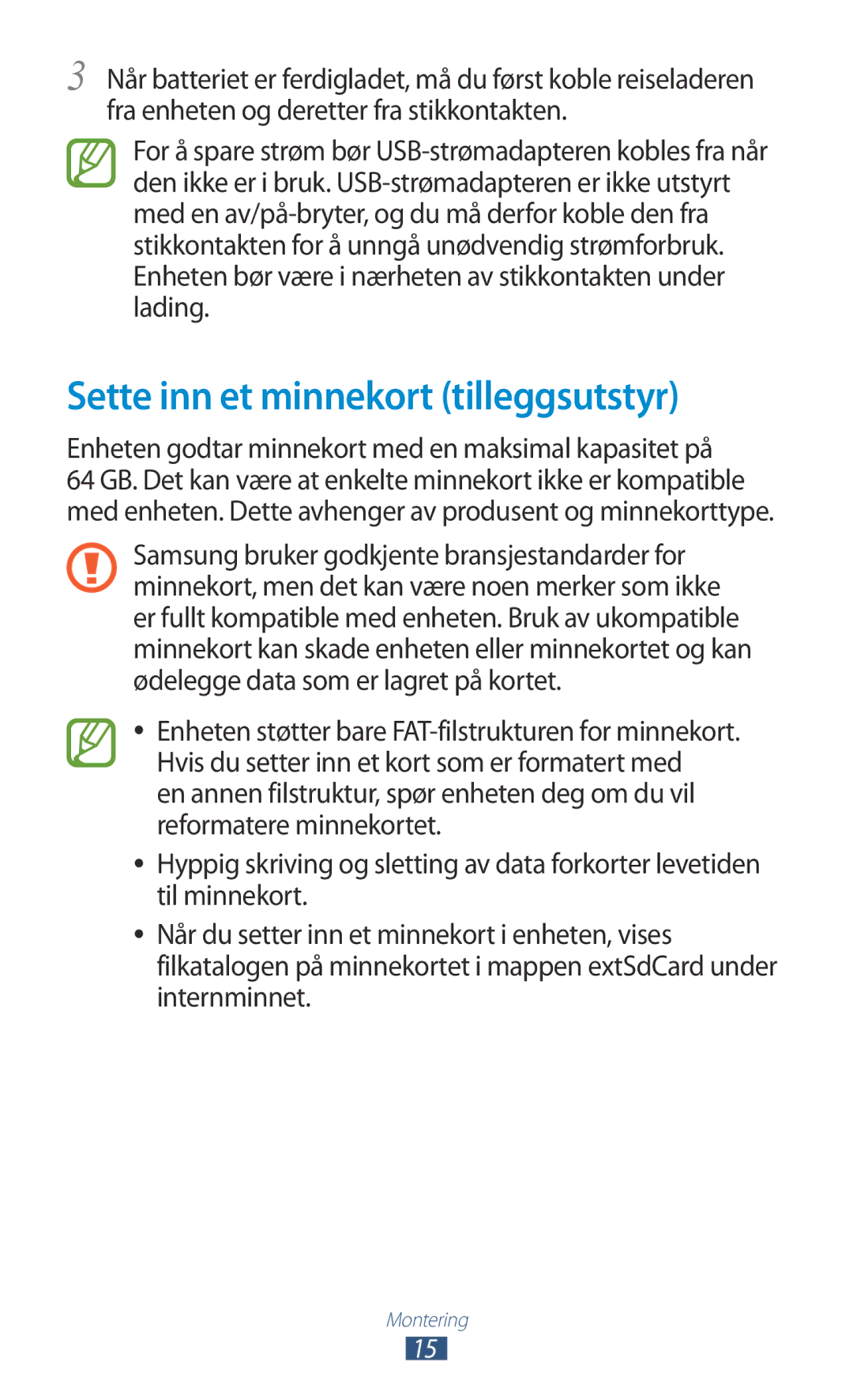 Samsung GT-N8010ZWANEE manual Sette inn et minnekort tilleggsutstyr, Enheten godtar minnekort med en maksimal kapasitet på 