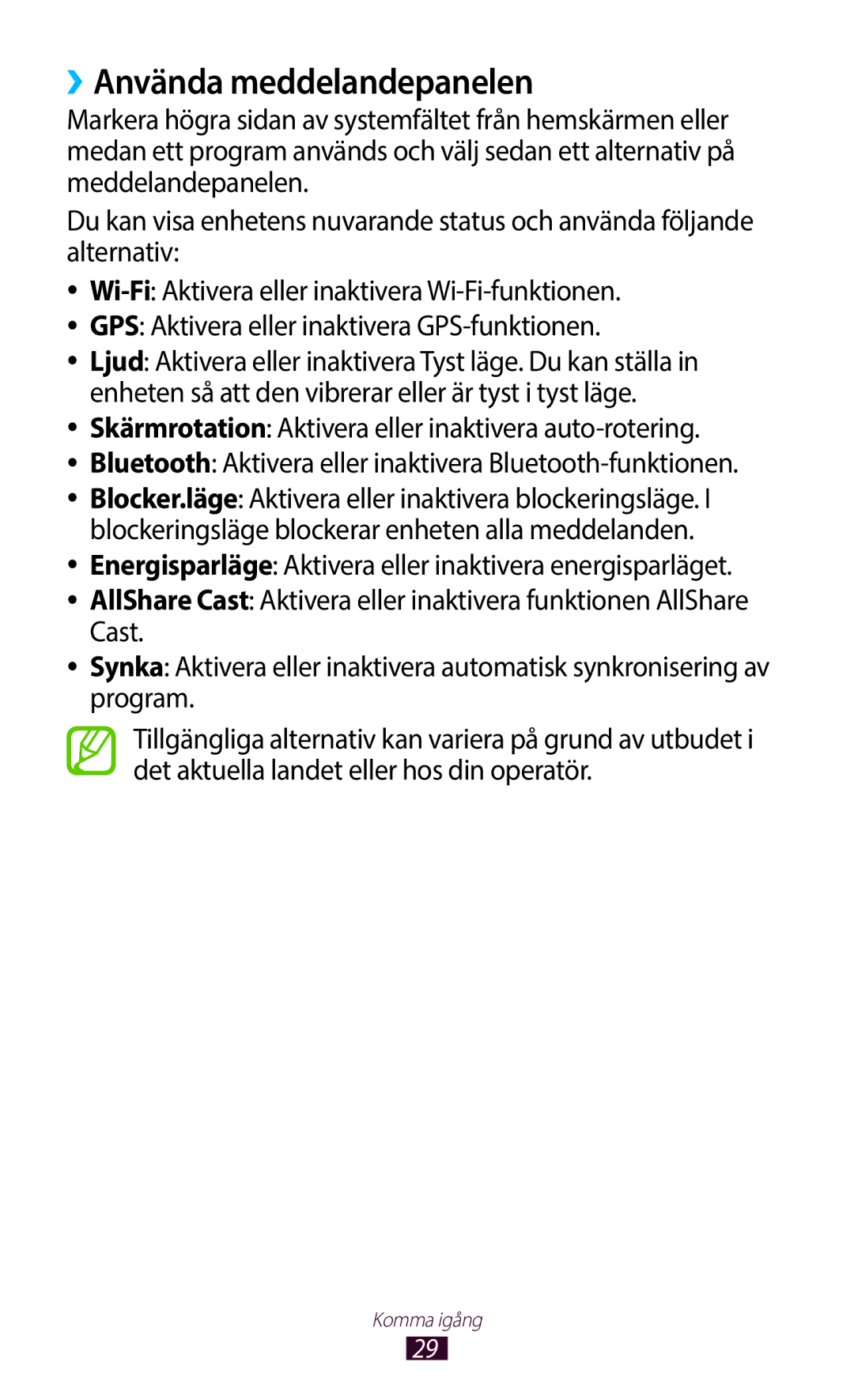 Samsung GT-N8010EAANEE, GT-N8010ZWANEE, GT-N8010ZWXNEE, GT-N8010EAXNEE, GT-N8010GRANEE manual ››Använda meddelandepanelen 