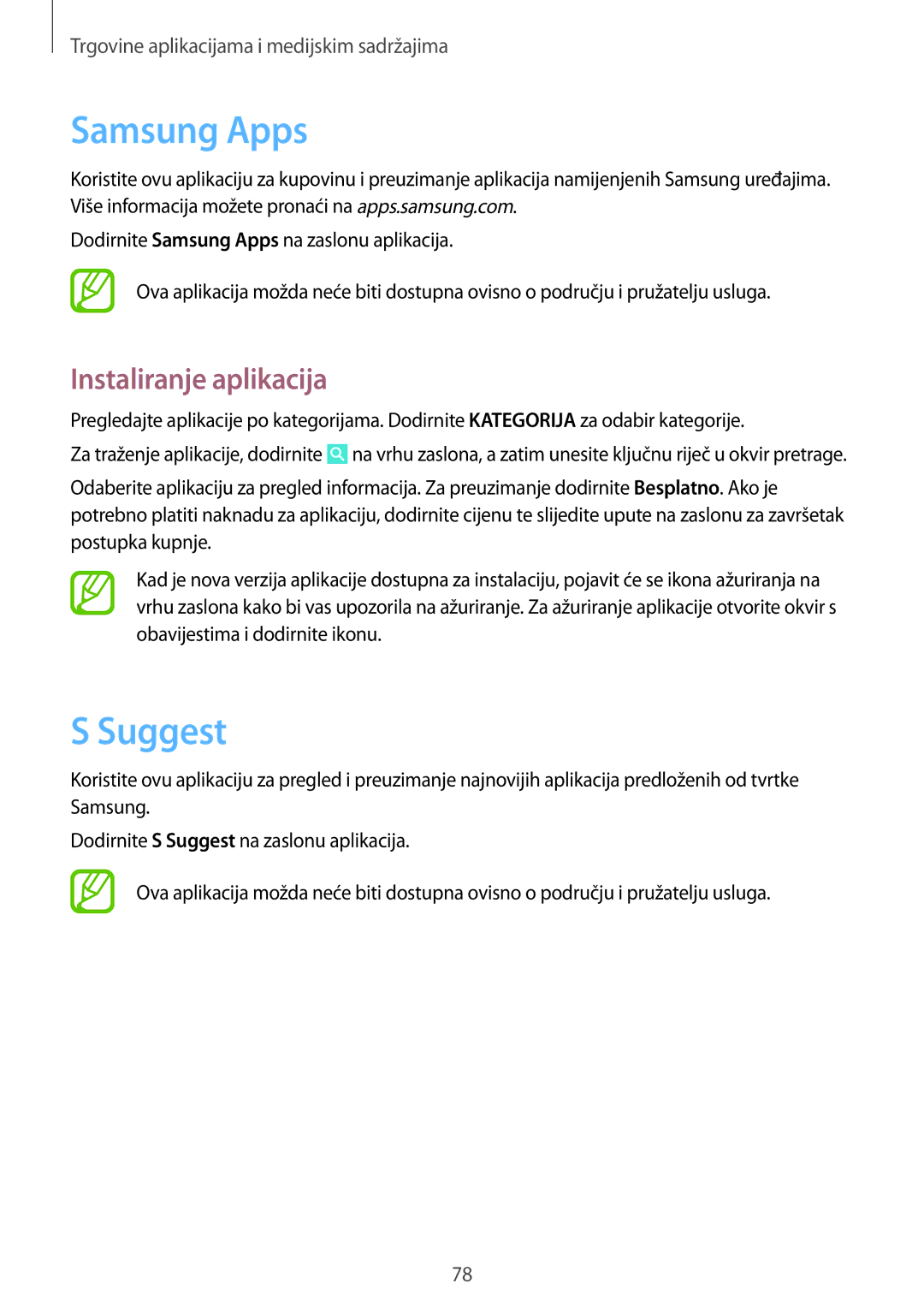 Samsung GT-N8010ZWASMO, GT-N8010ZWATRA, GT-N8010GRATRA, GT-N8010EAATRA, GT-N8010EAASMO manual Samsung Apps, Suggest 