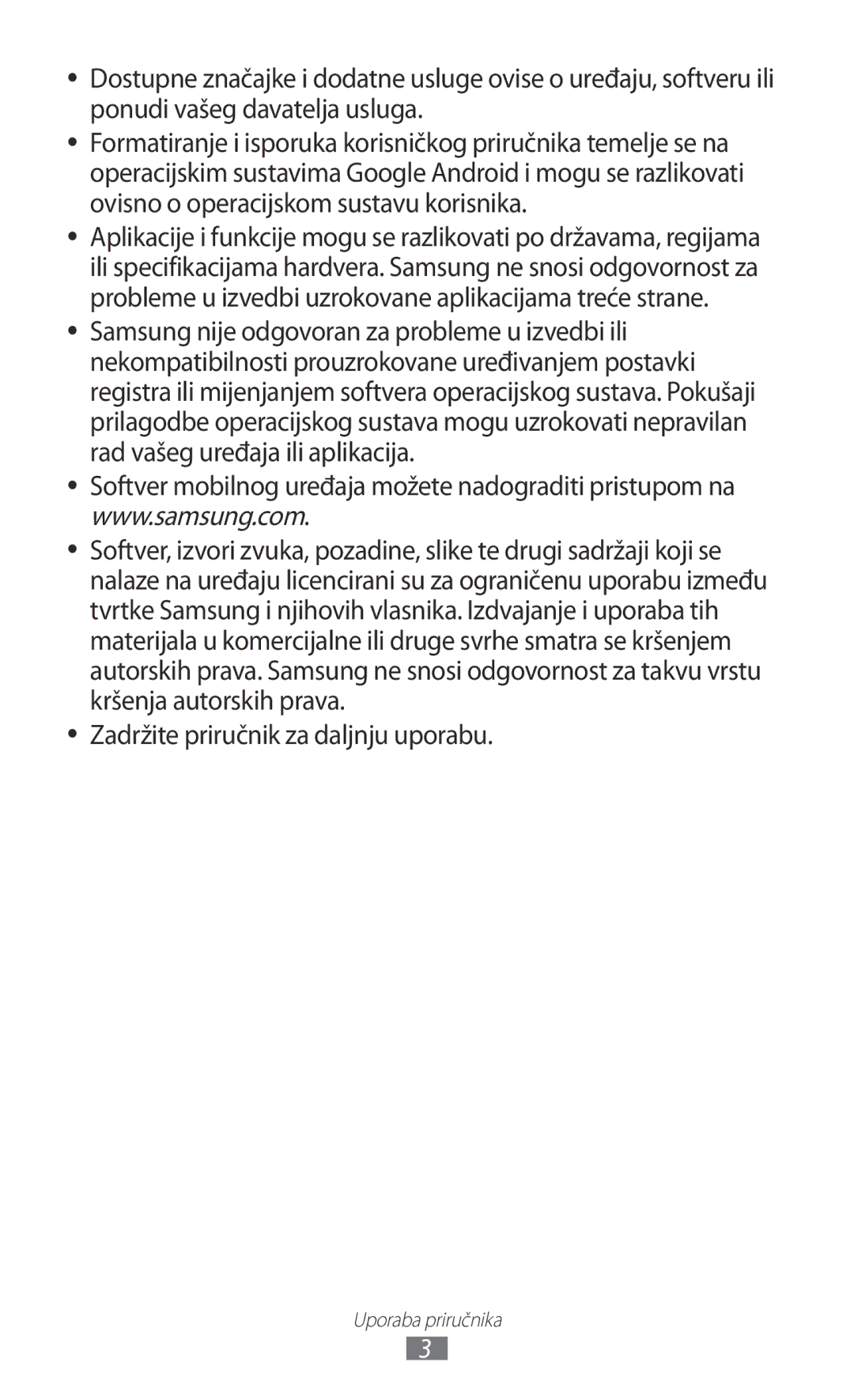 Samsung GT-N8010ZWASMO, GT-N8010ZWATRA, GT-N8010GRATRA, GT-N8010EAATRA, GT-N8010EAASMO Zadržite priručnik za daljnju uporabu 