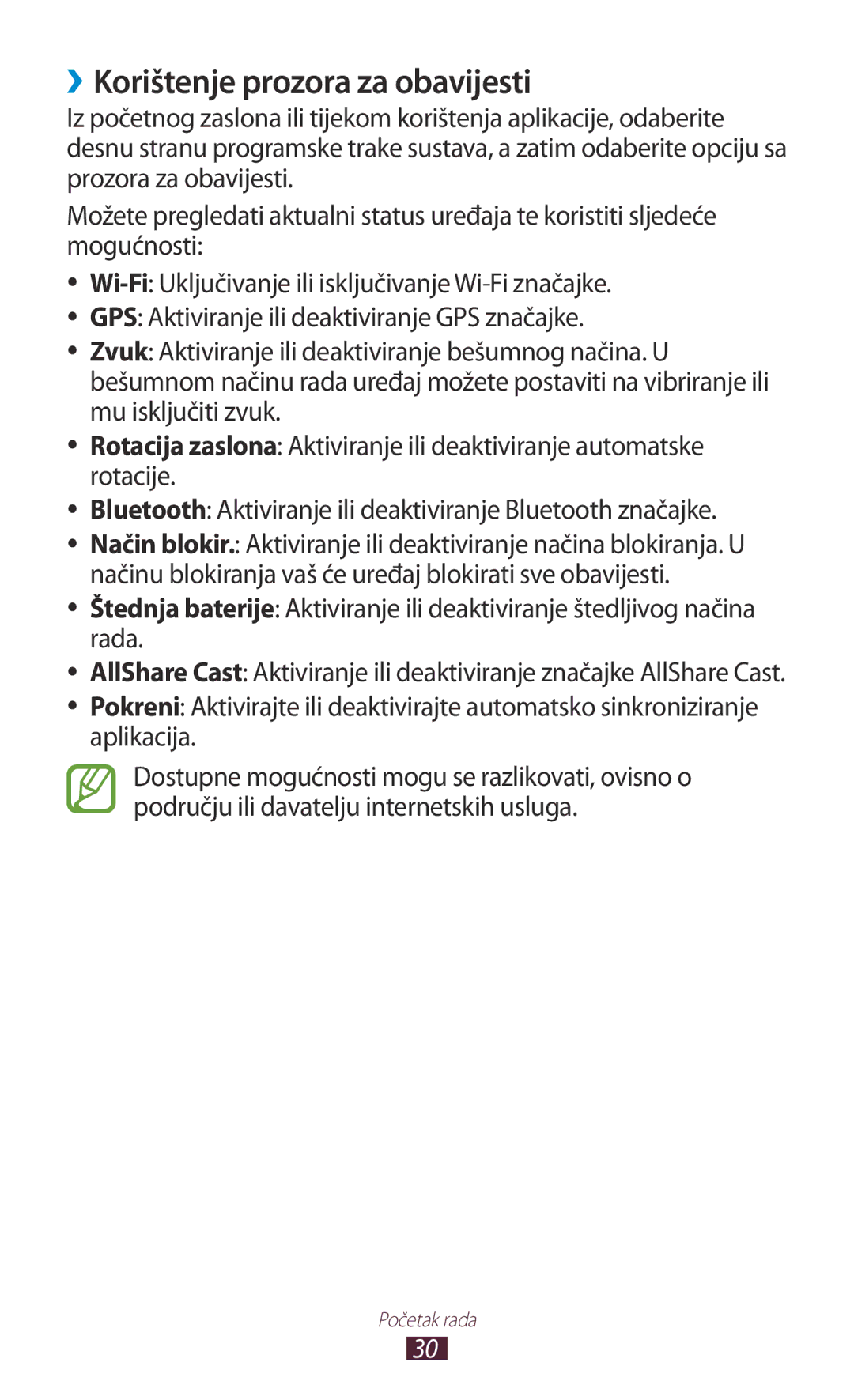 Samsung GT-N8010ZWATRA, GT-N8010GRATRA, GT-N8010EAATRA, GT-N8010ZWASMO, GT-N8010EAASMO ››Korištenje prozora za obavijesti 