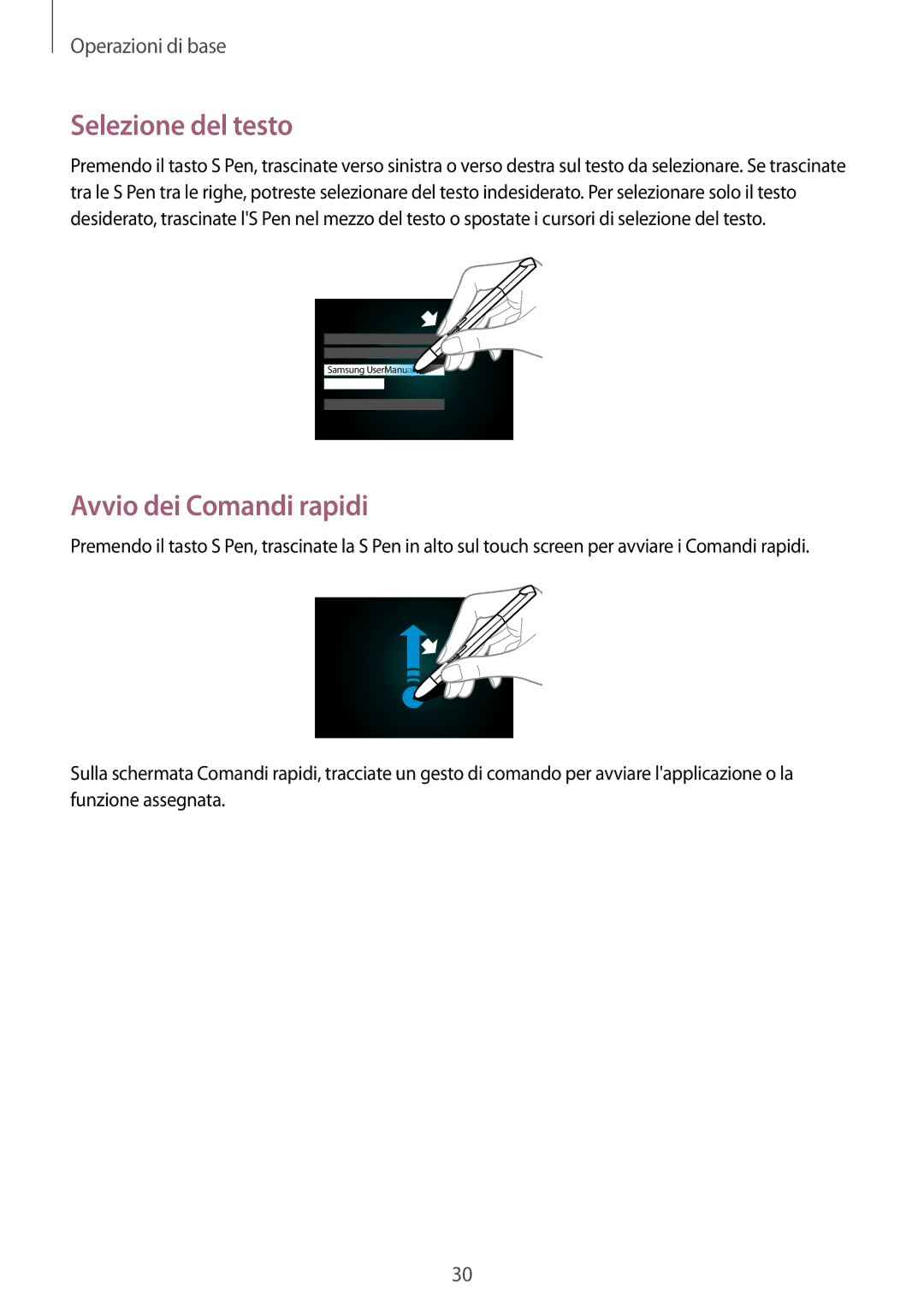 Samsung GT-N8010ZWATUR, GT-N8010EAXITV, GT-N8010EAAITV, GT-N8010ZWAITV manual Selezione del testo, Avvio dei Comandi rapidi 