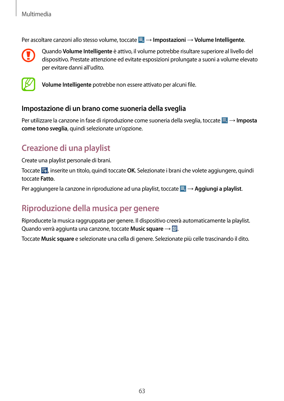 Samsung GT-N8010ZWAITV, GT-N8010ZWATUR, GT-N8010EAXITV manual Creazione di una playlist, Riproduzione della musica per genere 