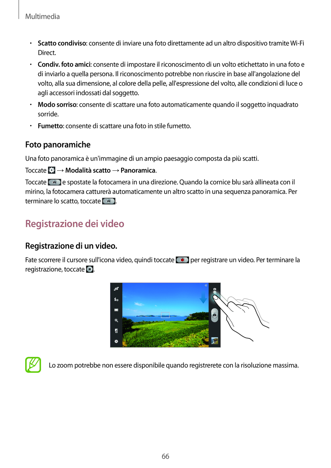 Samsung GT-N8010ZWATUR, GT-N8010EAXITV, GT-N8010EAAITV Registrazione dei video, Foto panoramiche, Registrazione di un video 