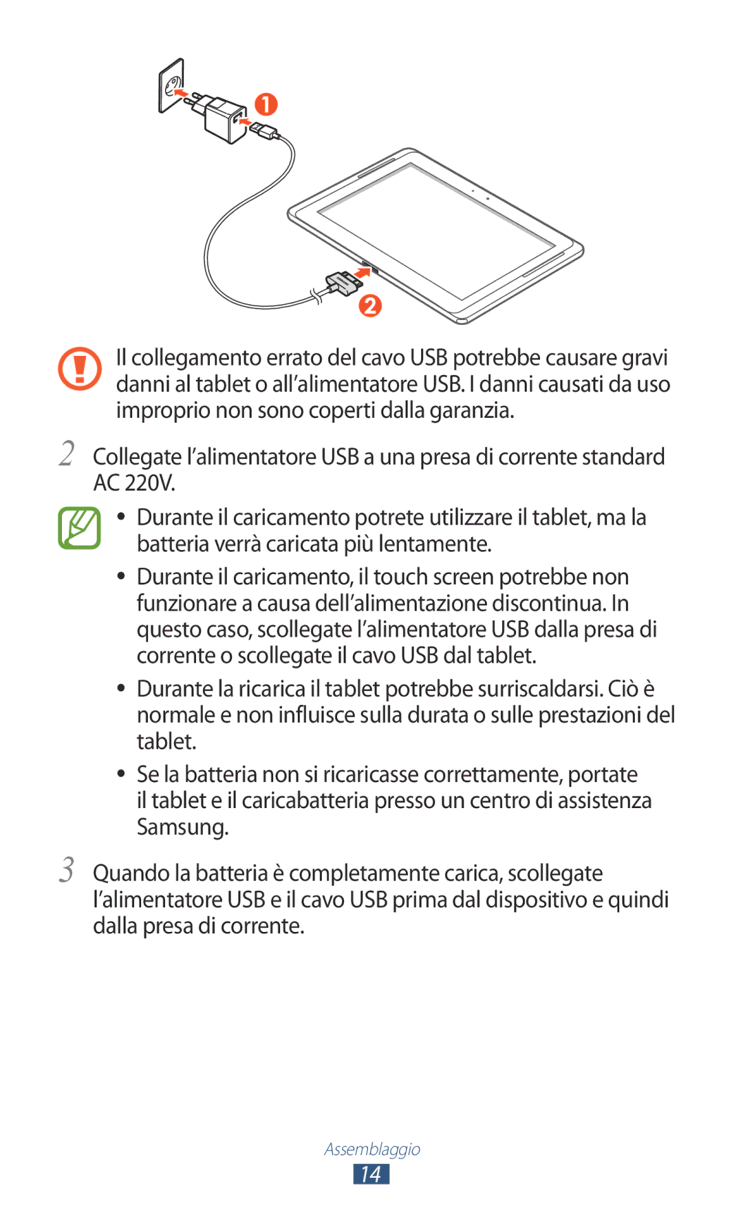 Samsung GT-N8010EAAITV, GT-N8010ZWATUR, GT-N8010EAXITV, GT-N8010ZWAITV, GT-N8010ZWXITV, GT-N8010ZWAXEO manual Assemblaggio 