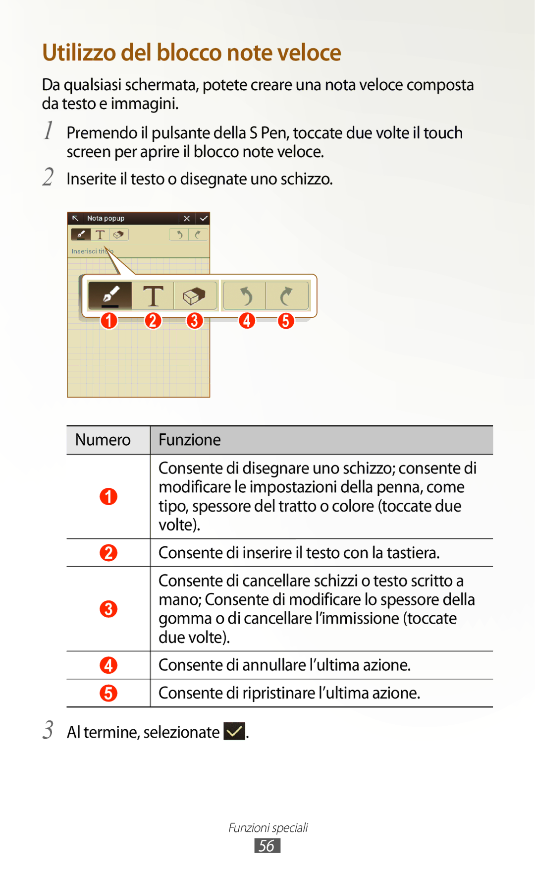 Samsung GT-N8010EAAITV, GT-N8010ZWATUR, GT-N8010EAXITV, GT-N8010ZWAITV, GT-N8010ZWXITV manual Utilizzo del blocco note veloce 