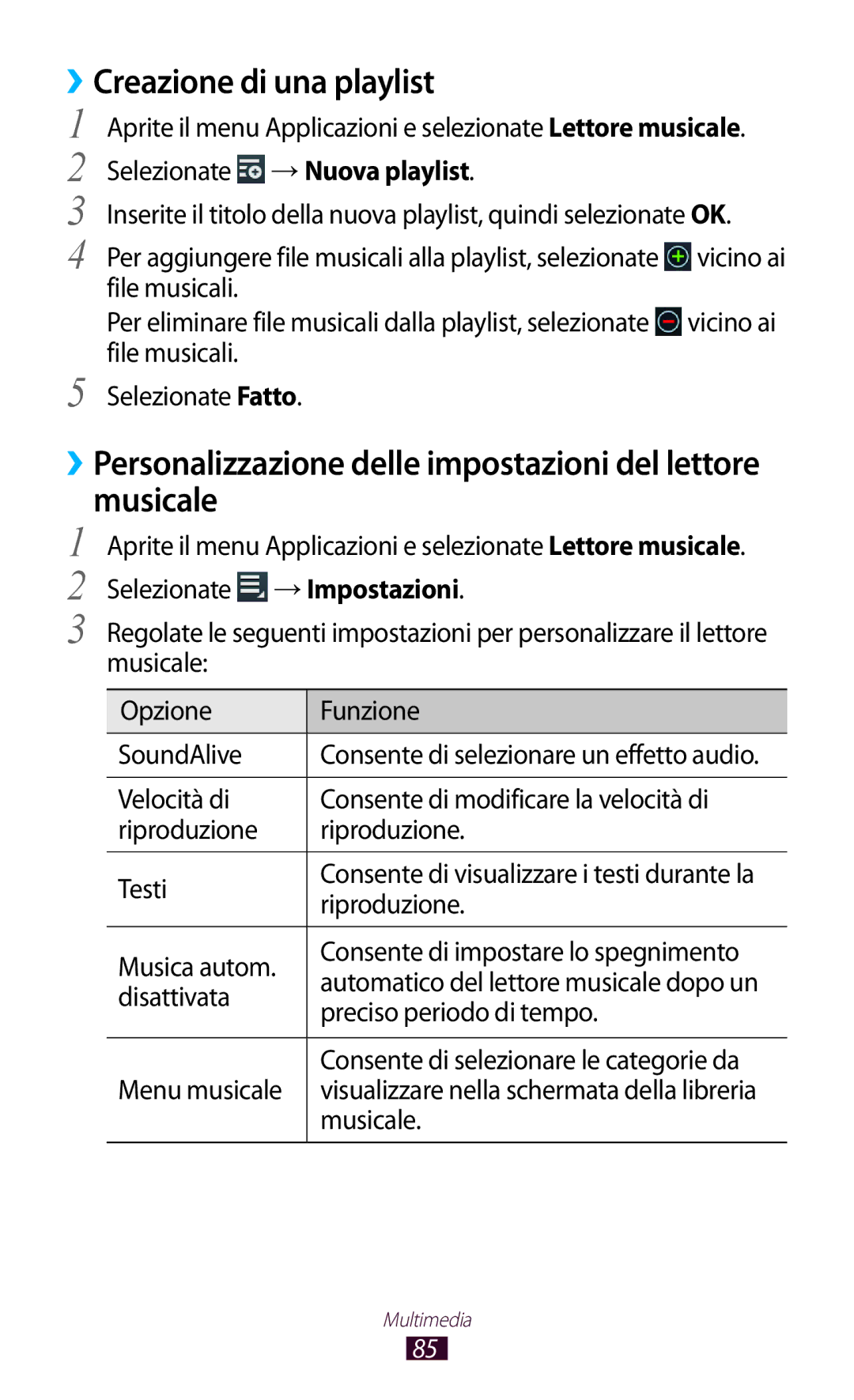 Samsung GT-N8010EAXITV, GT-N8010ZWATUR, GT-N8010EAAITV, GT-N8010ZWAITV, GT-N8010ZWXITV Creazione di una playlist, Musicale 