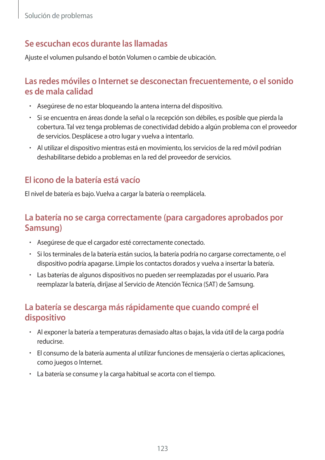 Samsung GT-N8020EAAATL manual Se escuchan ecos durante las llamadas 