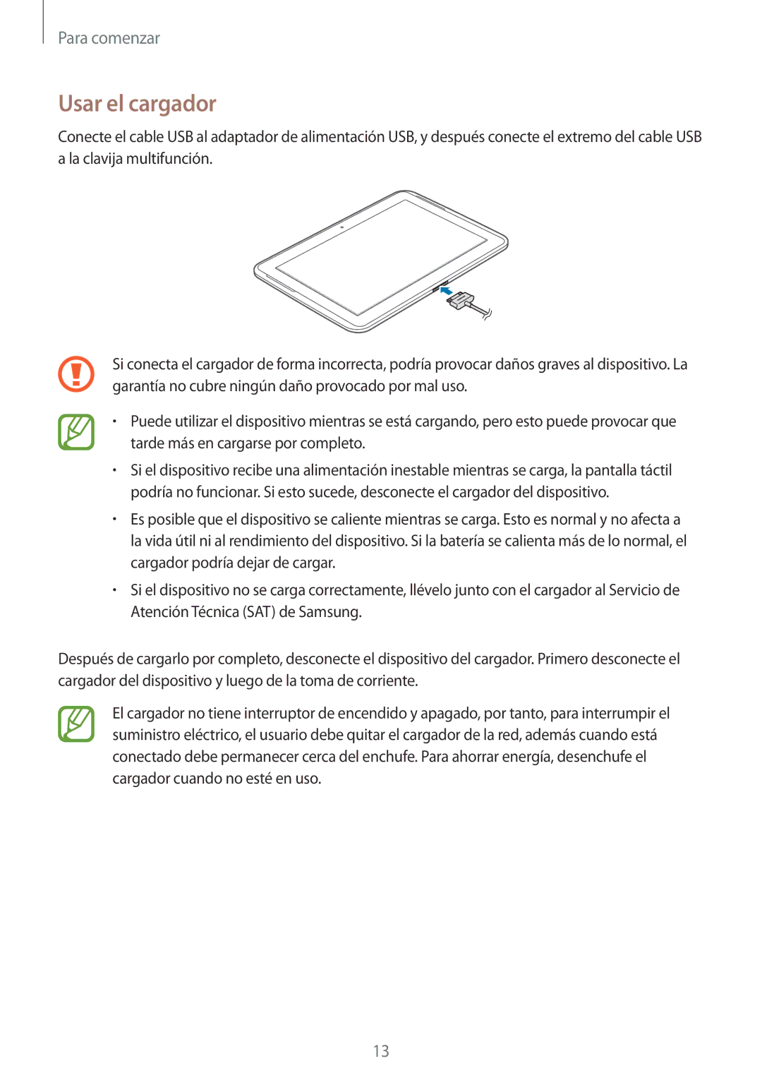 Samsung GT-N8020EAAATL manual Usar el cargador 