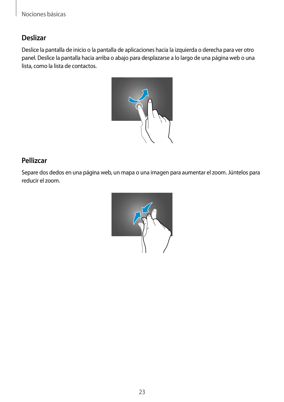 Samsung GT-N8020EAAATL manual Deslizar, Pellizcar 