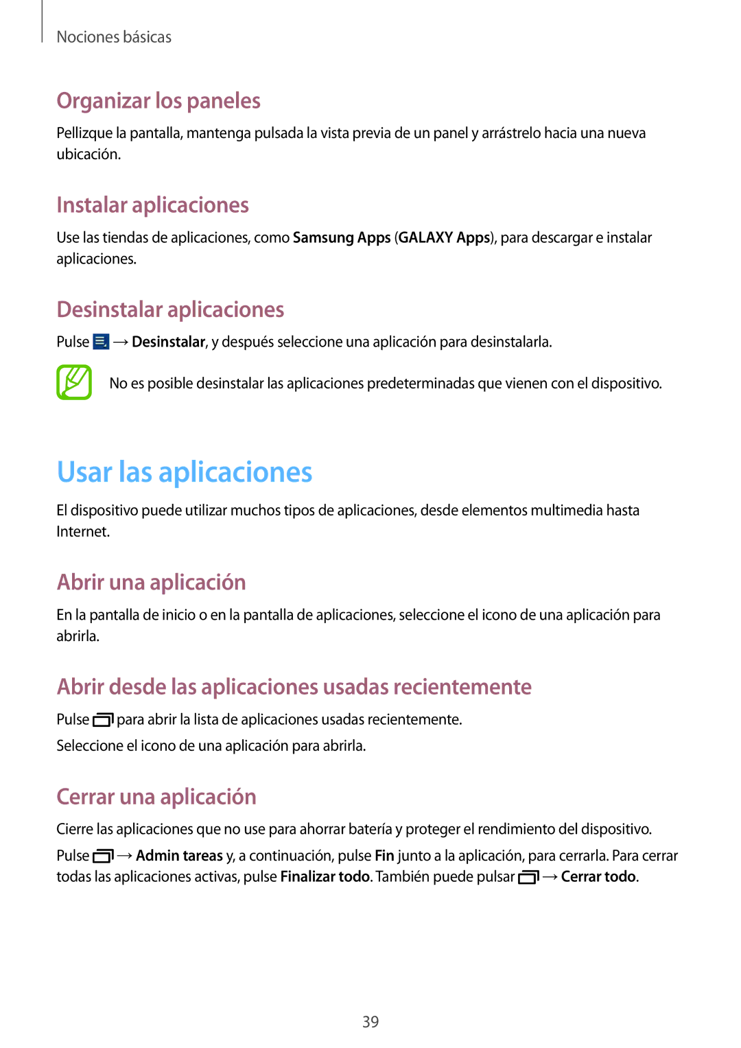 Samsung GT-N8020EAAATL manual Usar las aplicaciones 