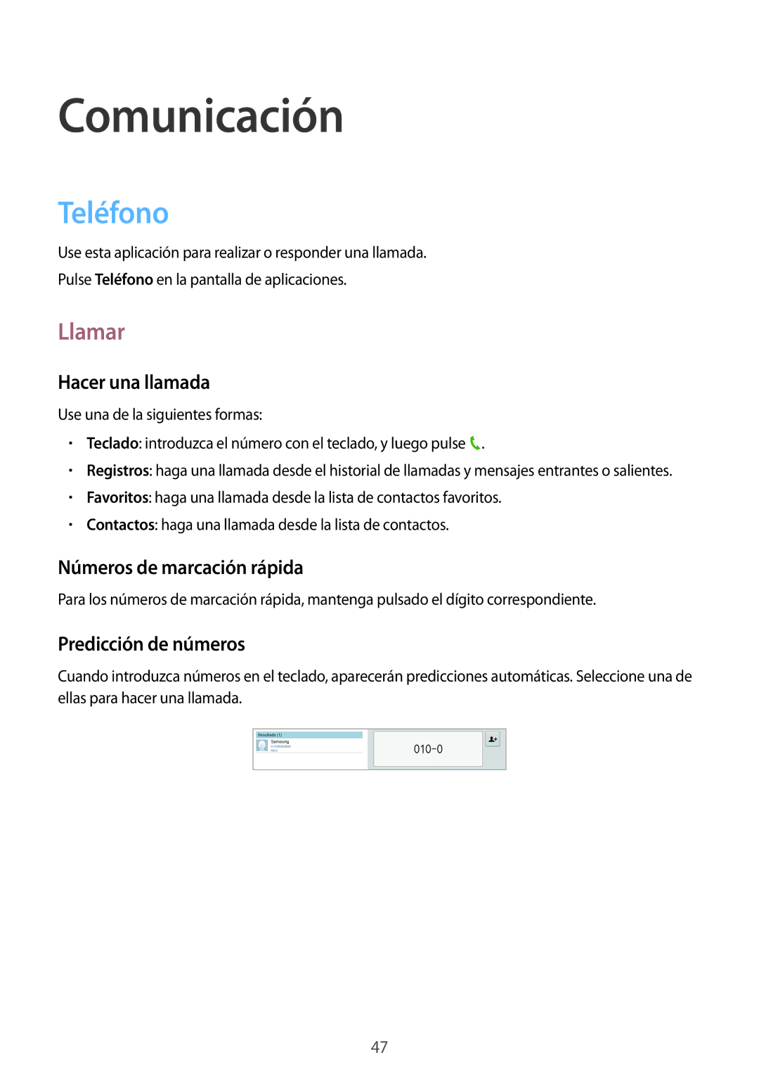 Samsung GT-N8020EAAATL manual Comunicación, Teléfono, Llamar 