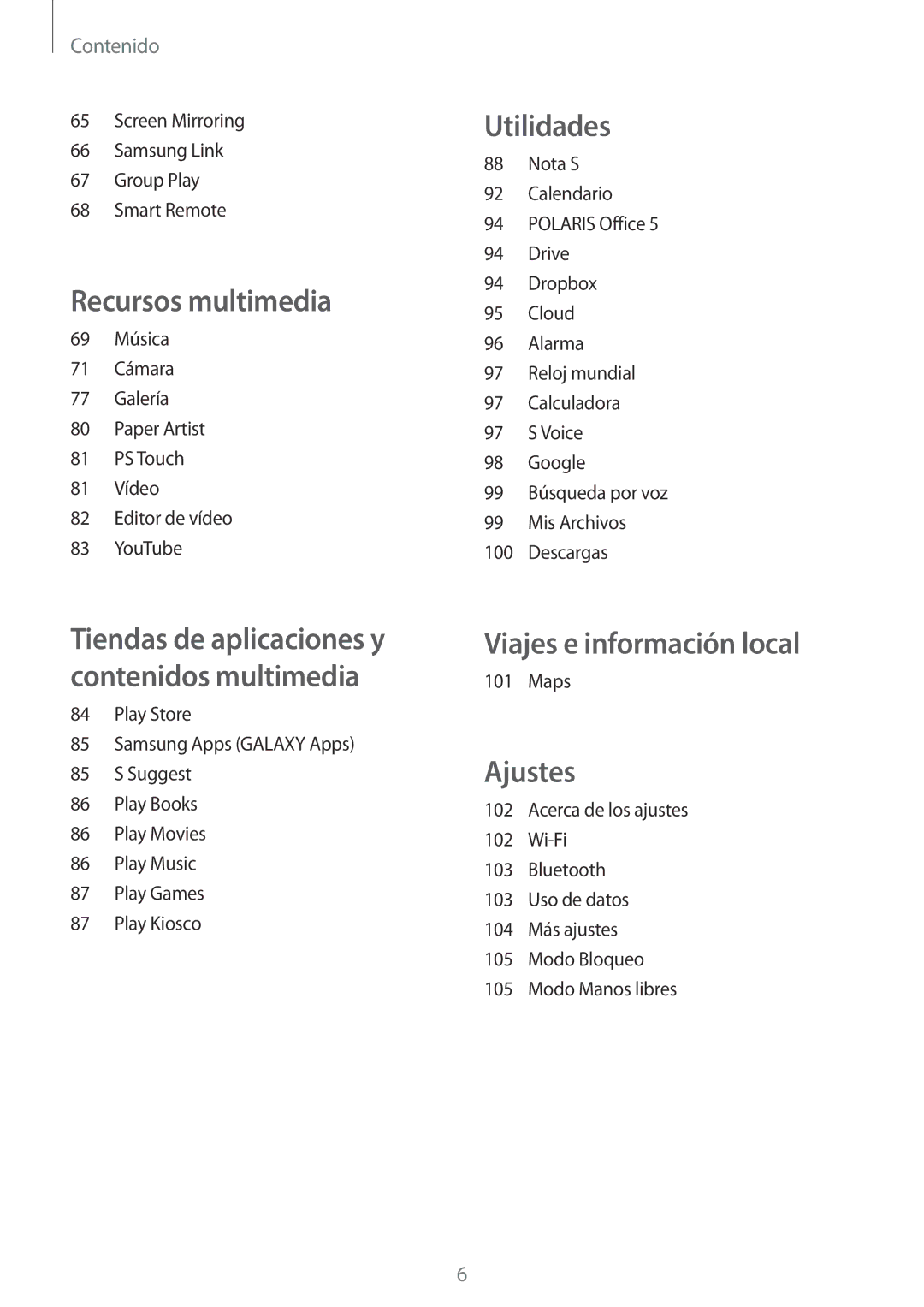 Samsung GT-N8020EAAATL manual Viajes e información local 