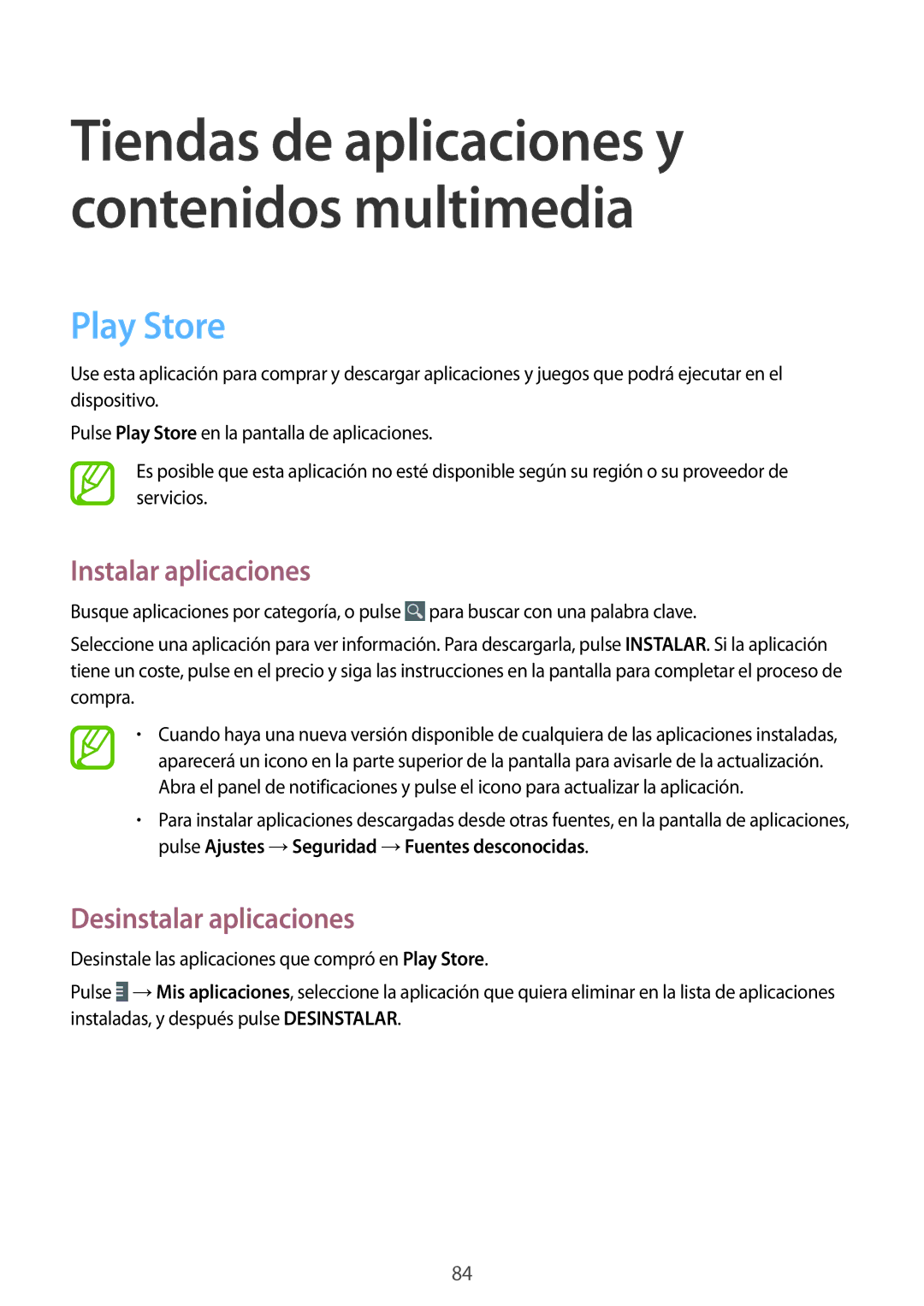 Samsung GT-N8020EAAATL manual Tiendas de aplicaciones y contenidos multimedia, Play Store 