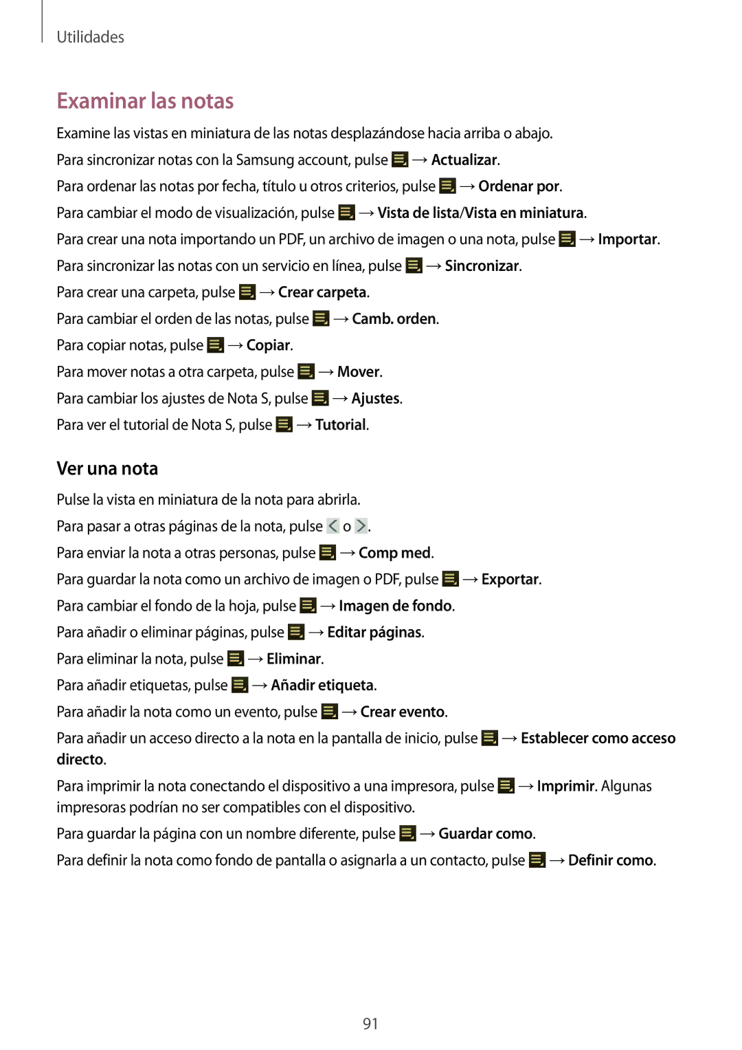 Samsung GT-N8020EAAATL manual Examinar las notas, Ver una nota 