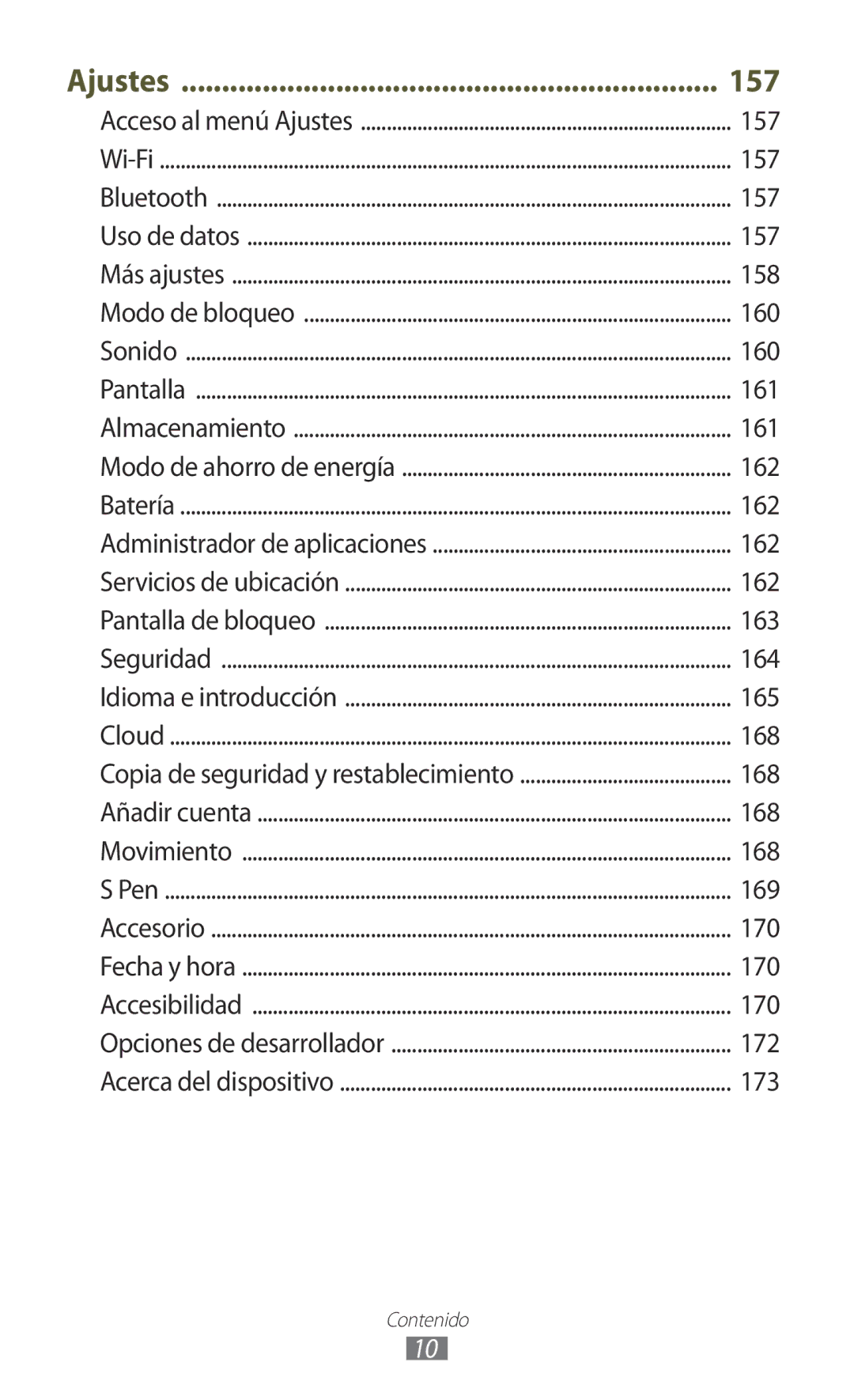 Samsung GT-N8020EAAATL manual 157, 158, 160, 161, 162, 163, 164, 165, 168, 169, 170, 172, 173 