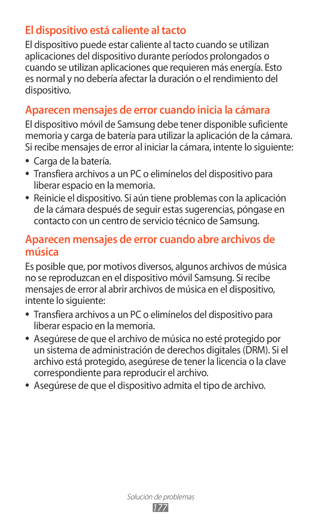 Samsung GT-N8020EAAATL manual Asegúrese de que el dispositivo admita el tipo de archivo, 177 