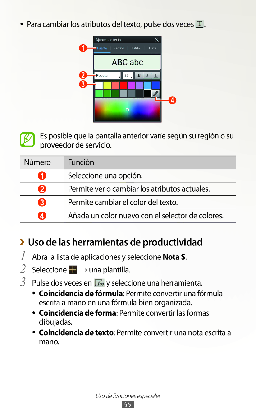 Samsung GT-N8020EAAATL manual ››Uso de las herramientas de productividad 