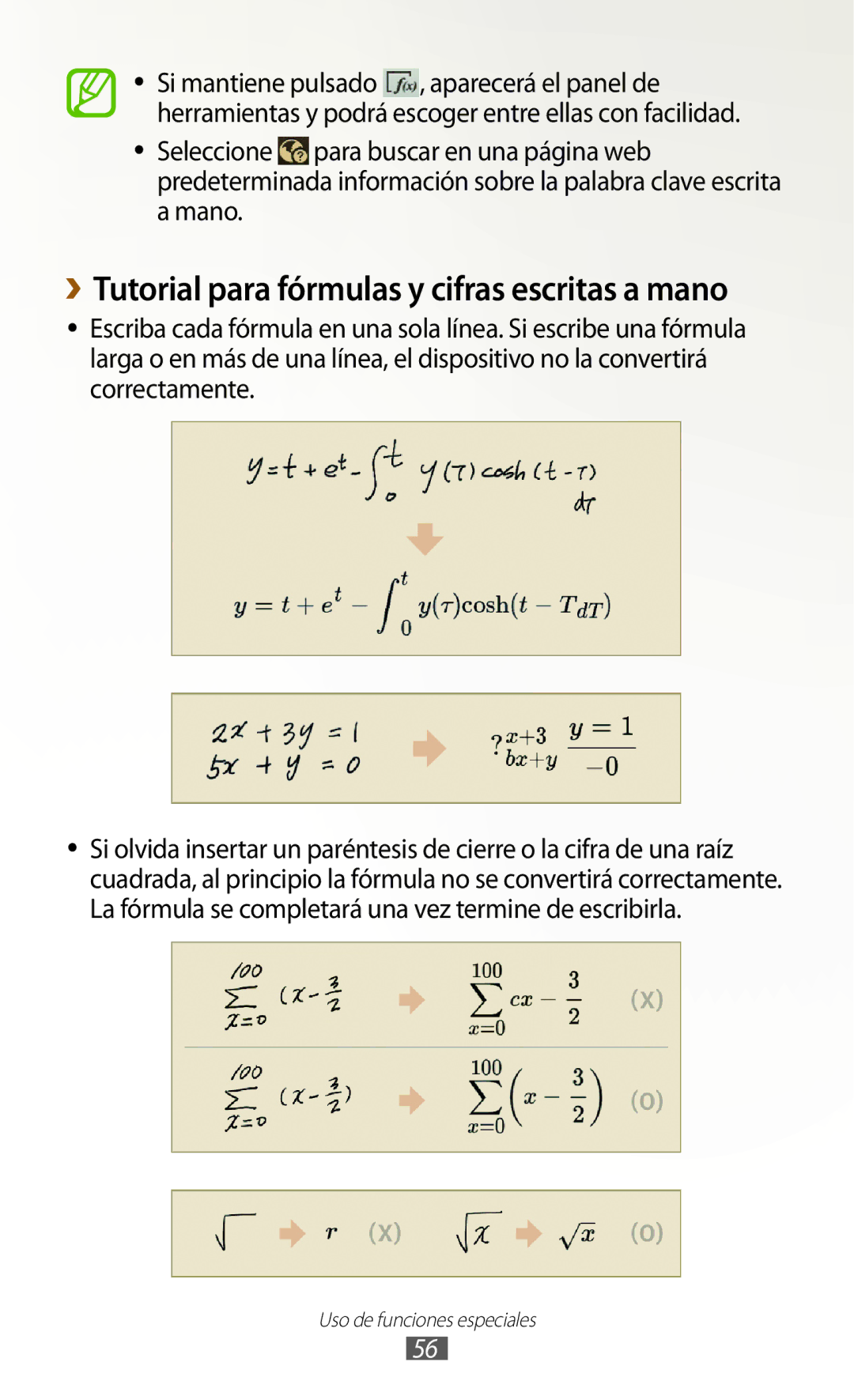 Samsung GT-N8020EAAATL manual ››Tutorial para fórmulas y cifras escritas a mano 