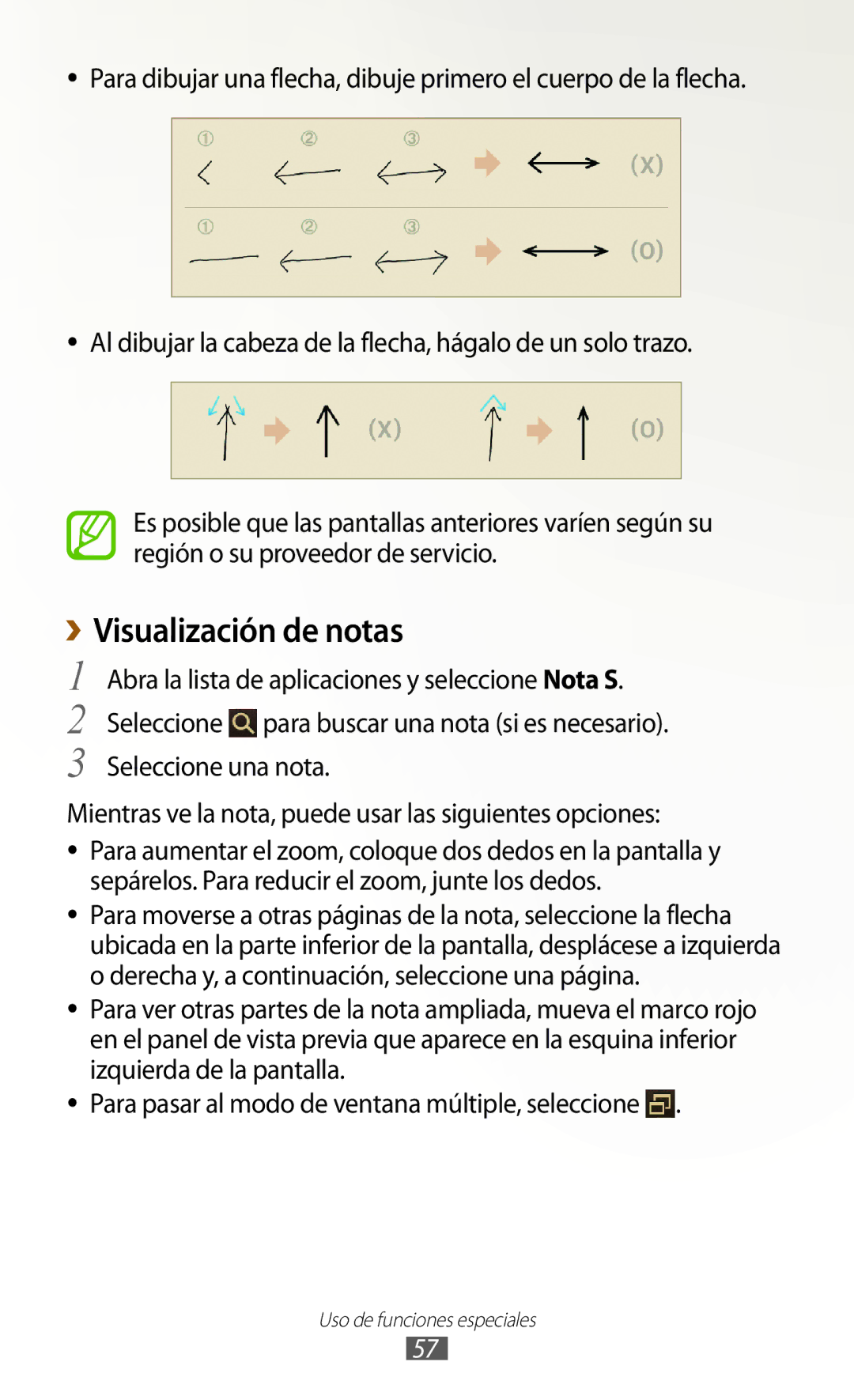 Samsung GT-N8020EAAATL manual Visualización de notas, Mientras ve la nota, puede usar las siguientes opciones 