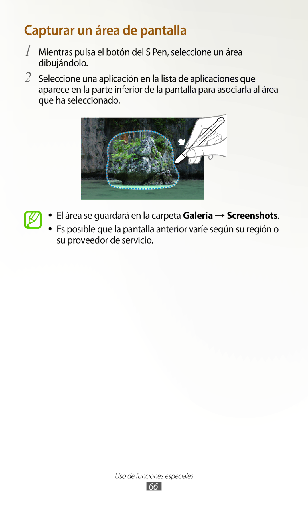 Samsung GT-N8020EAAATL manual Capturar un área de pantalla 