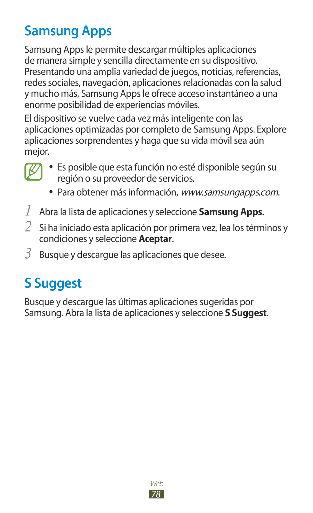 Samsung GT-N8020EAAATL manual Samsung Apps, Suggest 