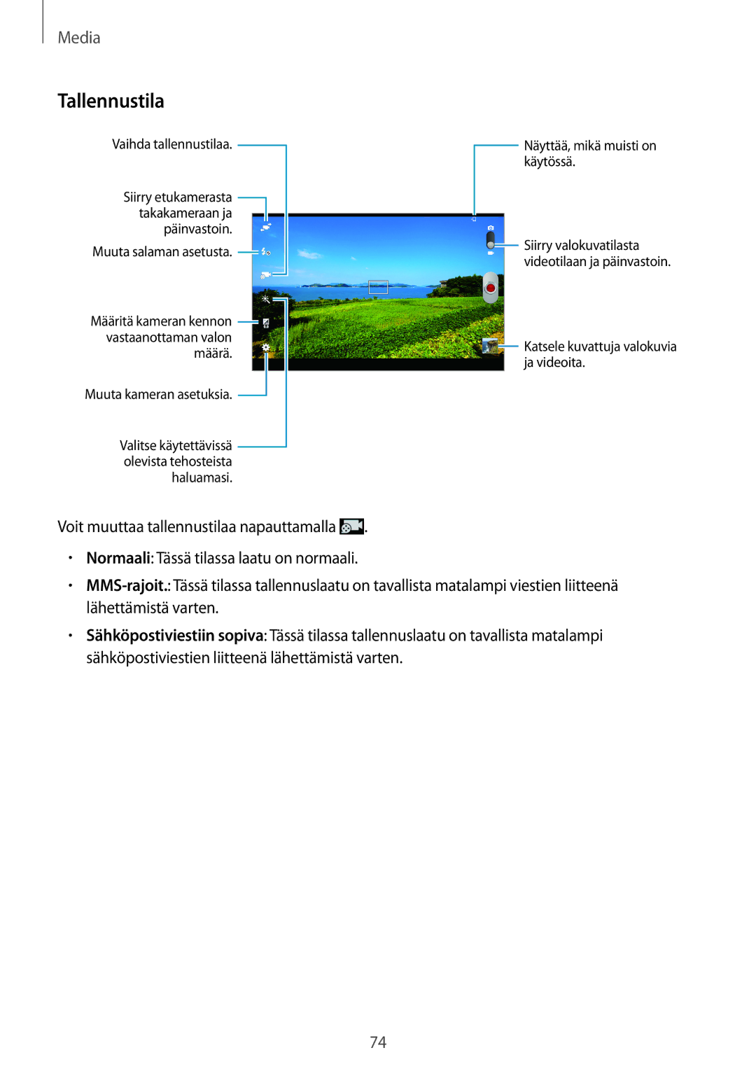 Samsung GT-N8020ZWATEN, GT-N8020EAATLA, GT-N8020EAANEE, GT-N8020ZWANEE, GT-N8020ZWAHTD Tallennustila, Vaihda tallennustilaa 