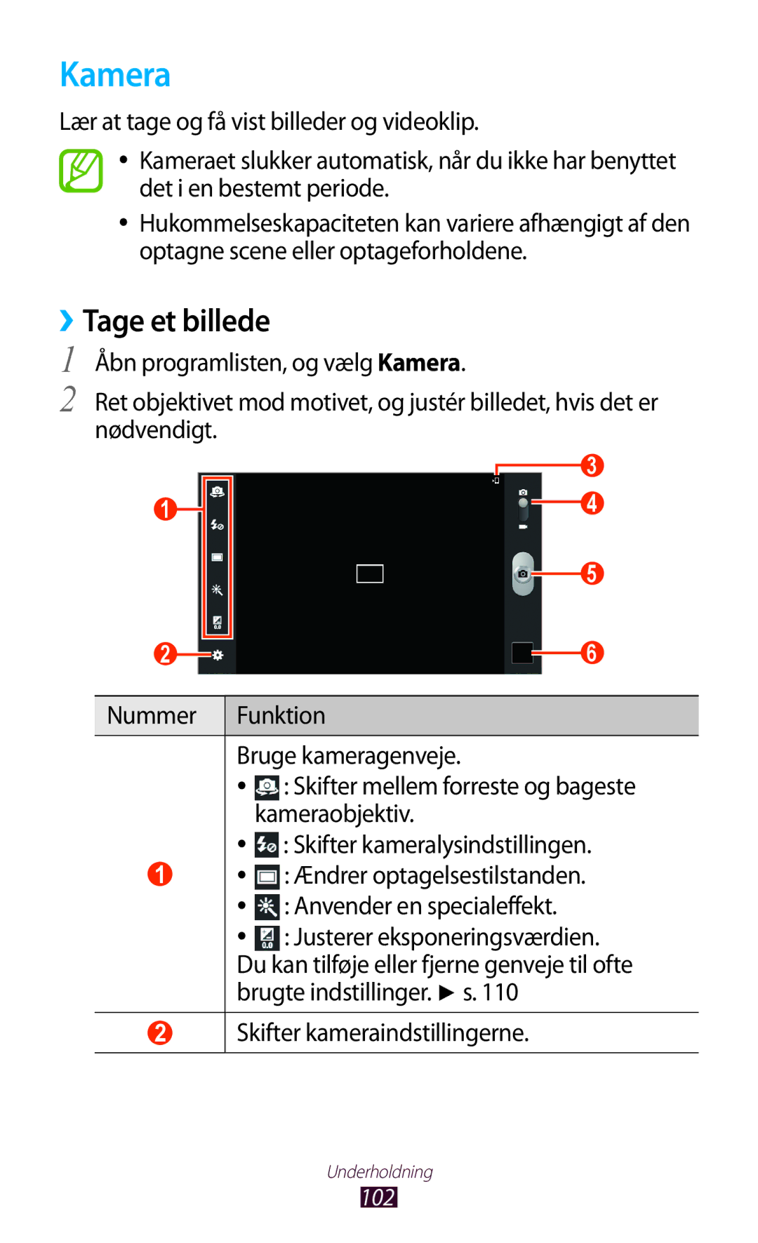 Samsung GT-N8020EAATLA, GT-N8020EAANEE Kamera, ››Tage et billede, Ændrer optagelsestilstanden, Anvender en specialeffekt 