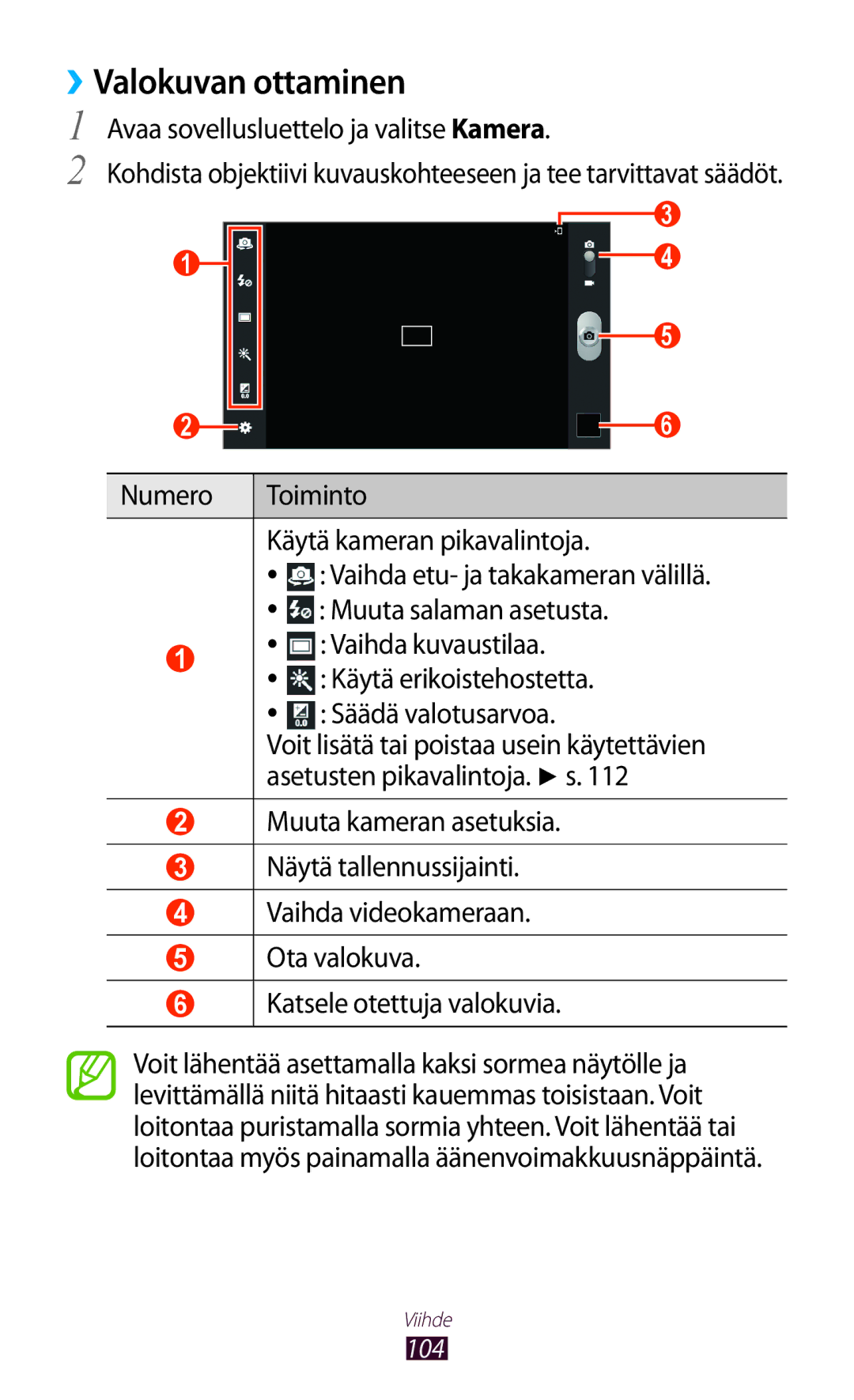 Samsung GT-N8020ZWATEN, GT-N8020EAATLA, GT-N8020EAANEE manual ››Valokuvan ottaminen, Avaa sovellusluettelo ja valitse Kamera 