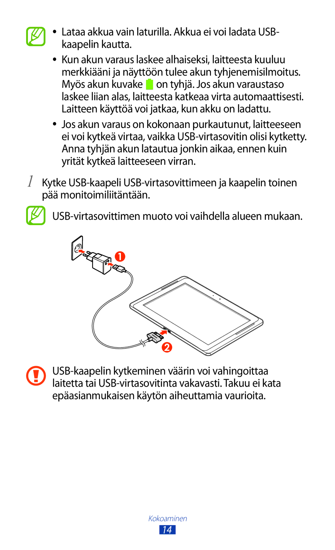 Samsung GT-N8020ZWATEN, GT-N8020EAATLA, GT-N8020EAANEE, GT-N8020ZWANEE, GT-N8020ZWAHTD, GT-N8020ZWATLA manual Kokoaminen 