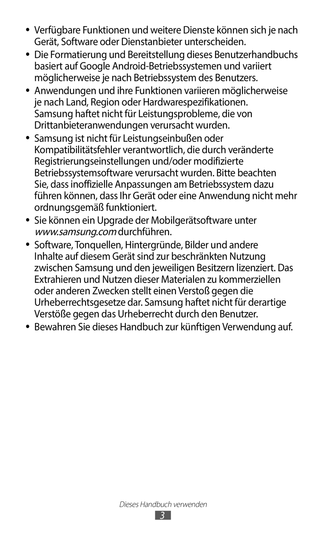 Samsung GT-N8020ZWADTM, GT-N8020EAATPH, GT-N8020ZWAVD2 manual Bewahren Sie dieses Handbuch zur künftigen Verwendung auf 