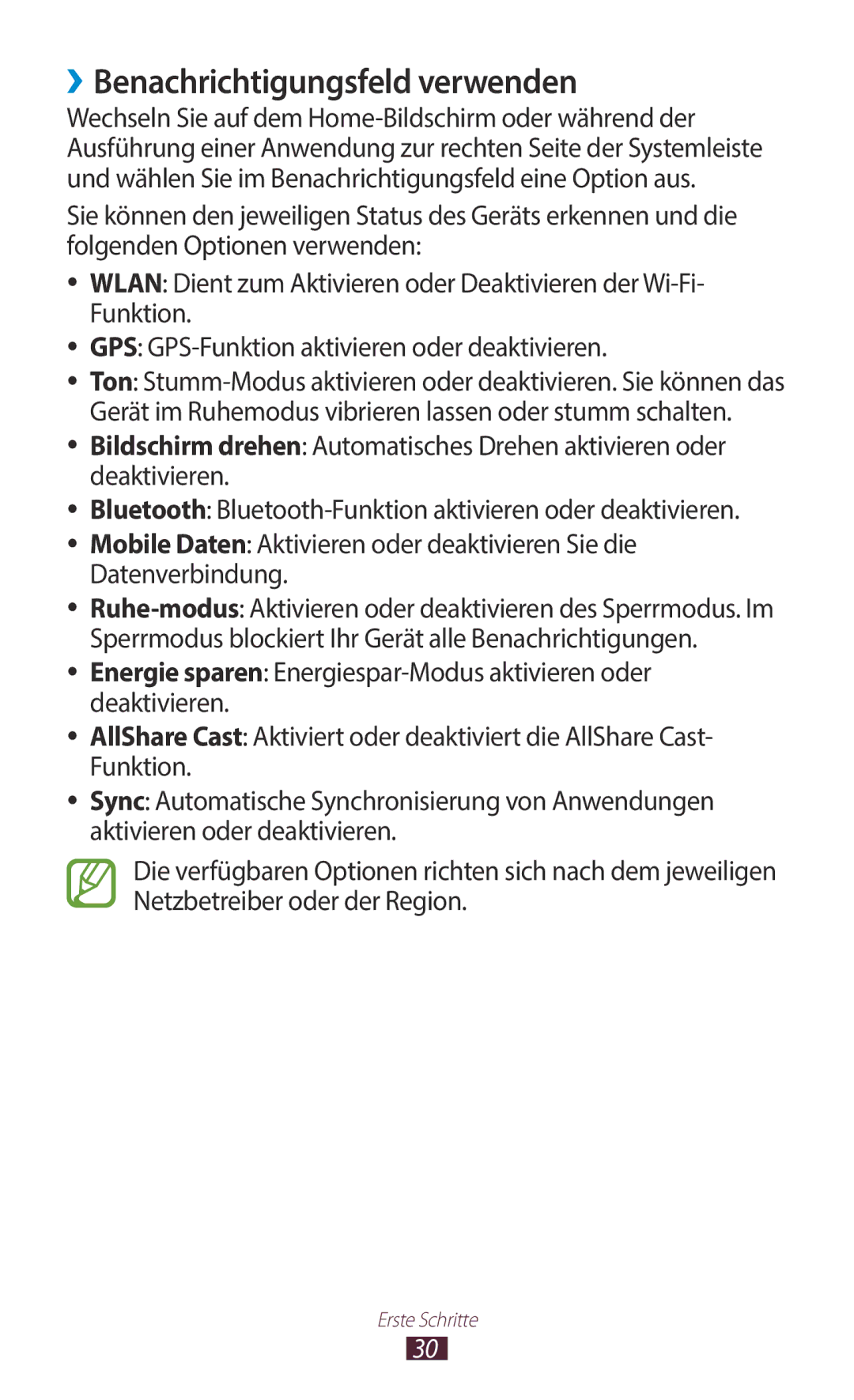 Samsung GT-N8020EAATPH, GT-N8020ZWAVD2, GT-N8020EAATMN, GT-N8020ZWADTM, GT-N8020ZWATPH manual ››Benachrichtigungsfeld verwenden 