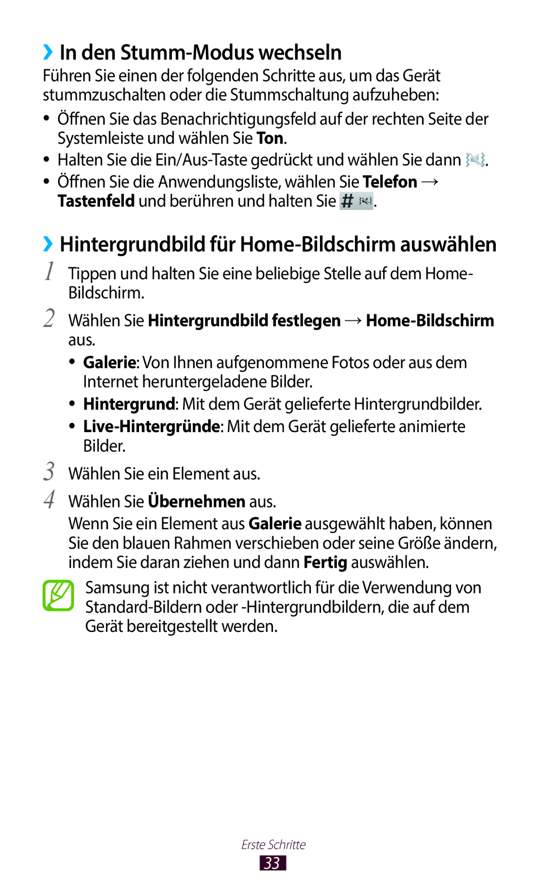 Samsung GT-N8020ZWADTM, GT-N8020EAATPH manual ››In den Stumm-Modus wechseln, Tastenfeld und berühren und halten Sie 