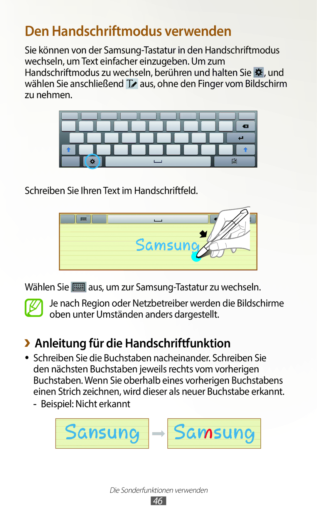 Samsung GT-N8020ZWATPH, GT-N8020EAATPH, GT-N8020ZWAVD2 manual ››Anleitung für die Handschriftfunktion, Beispiel Nicht erkannt 