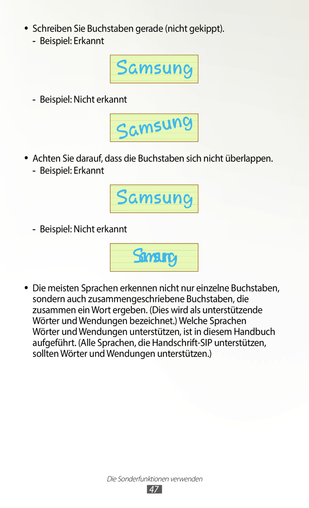 Samsung GT-N8020ZWATCL, GT-N8020EAATPH, GT-N8020ZWAVD2, GT-N8020EAATMN, GT-N8020ZWADTM manual Die Sonderfunktionen verwenden 