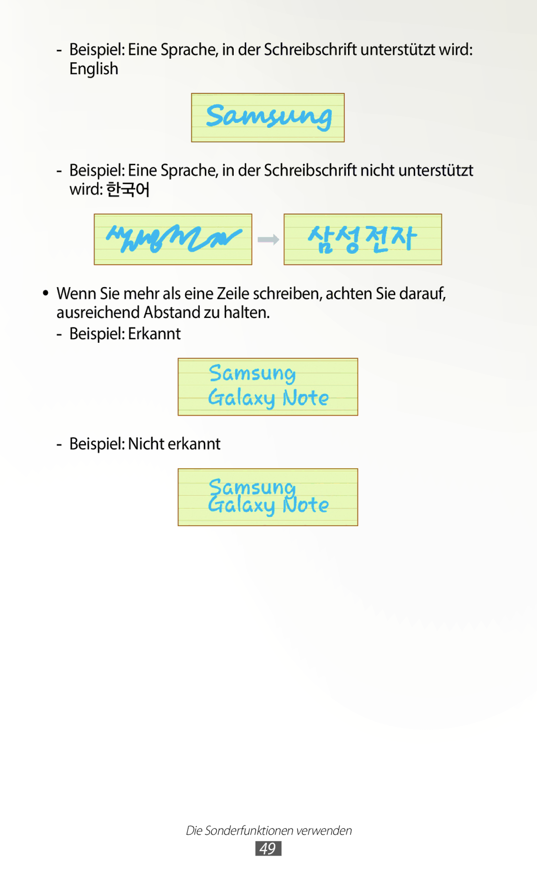 Samsung GT-N8020ZWAVD2, GT-N8020EAATPH, GT-N8020EAATMN, GT-N8020ZWADTM, GT-N8020ZWATPH manual Die Sonderfunktionen verwenden 