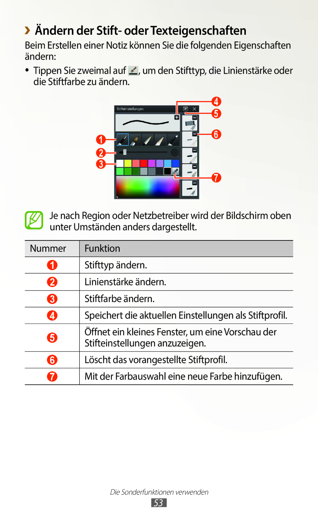 Samsung GT-N8020ZWATCL, GT-N8020EAATPH, GT-N8020ZWAVD2, GT-N8020EAATMN manual ››Ändern der Stift- oder Texteigenschaften 