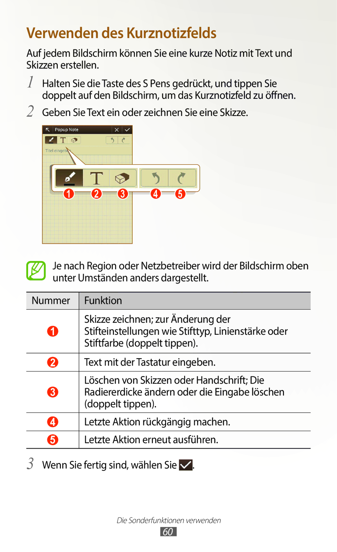 Samsung GT-N8020EAATPH, GT-N8020ZWAVD2, GT-N8020EAATMN, GT-N8020ZWADTM, GT-N8020ZWATPH manual Verwenden des Kurznotizfelds 