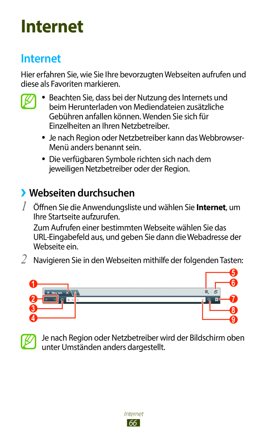 Samsung GT-N8020EAATPH, GT-N8020ZWAVD2, GT-N8020EAATMN, GT-N8020ZWADTM, GT-N8020ZWATPH manual Internet, ››Webseiten durchsuchen 