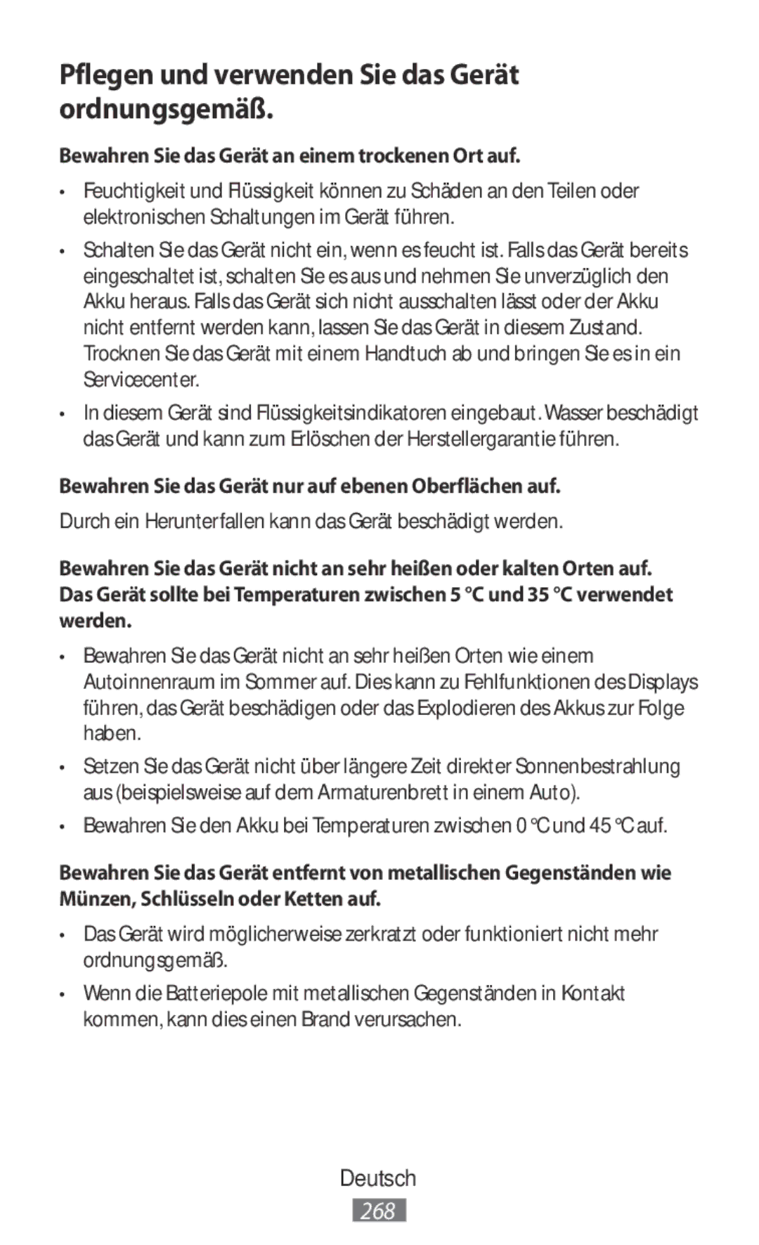 Samsung SM-T110NDWATPH, GT-N8020EAATPH, SM-T2110MKATPL, SM-T2110MKAATO Pflegen und verwenden Sie das Gerät ordnungsgemäß 